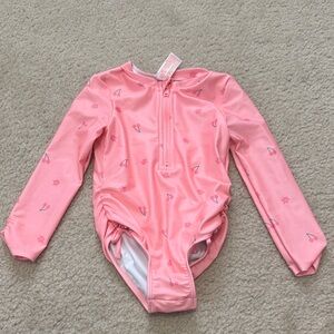 Cat & Jack Pink Floral Kids Rashguard/Swimsuit - Size 4T